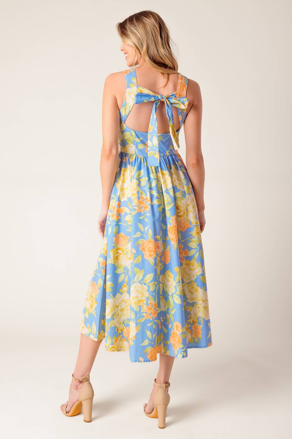 LIKE MAGIC POWDER BLUE WOVEN MIDI DRESS Flying Tomato